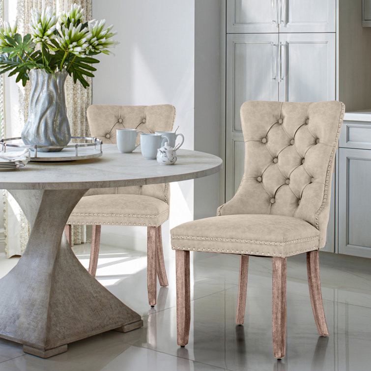 Beige wingback best sale dining chair